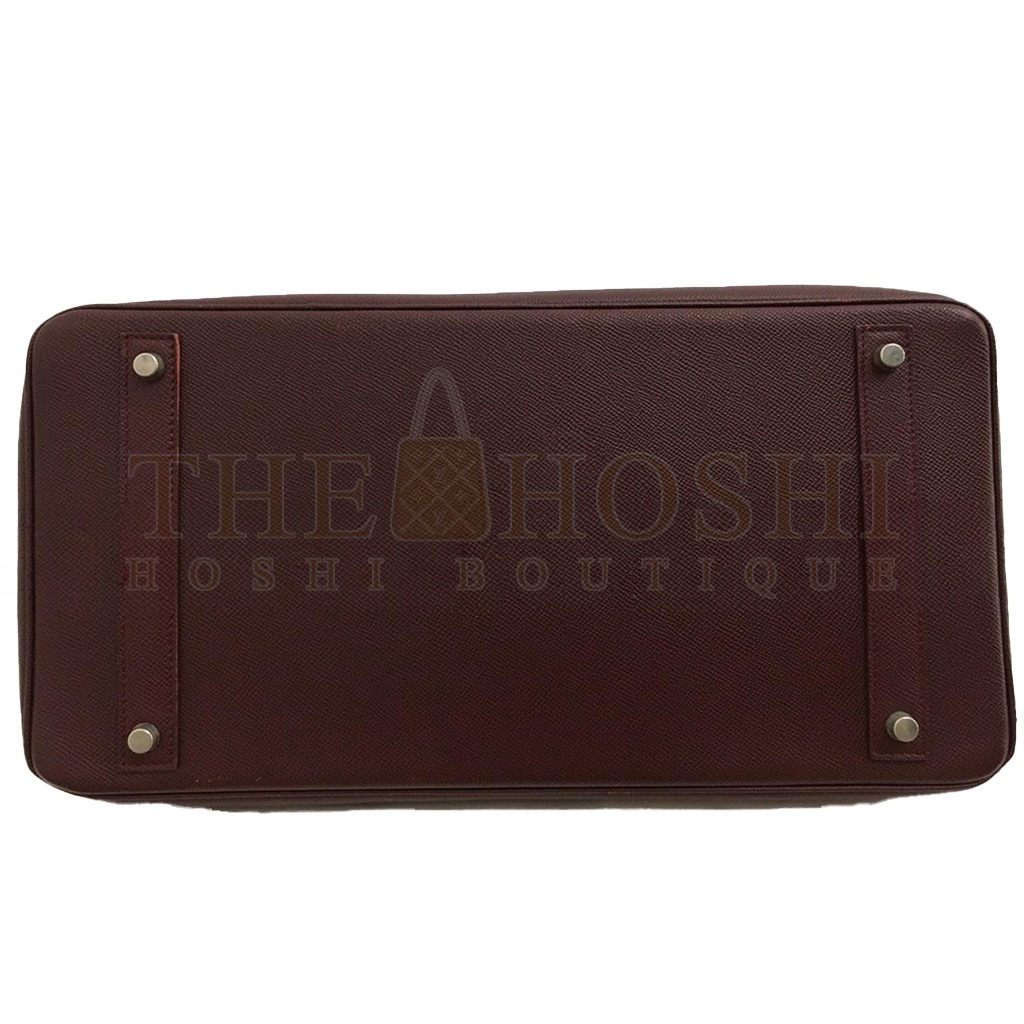 H**me5 BIRKIN 40 EPSOM ROUGE BORDEAUX RED SILVER BUCKLE BAG 150223488182 (40*30*21cm) Master Quality